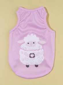 卡通羊圖案寵物背心 - 彩色 - 查看 1
