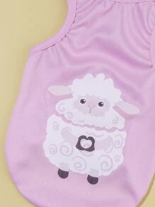 卡通羊圖案寵物背心 - 彩色 - 查看 4