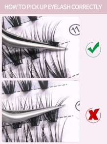 MAGEFY 30 Roots 60 Clusters Of Fishtail Segmented Eyelashes, 9-11-13mm With Longer Curls C Personal DIY Eyelashes Of Different Lengths, Natural Soft Handmade Eyelashes For Everyday Use, Manga Eyelashes For Travel Lash Clusters, Eyelash Clusters, Individual Eyelashes, Lashes, Fake Lashes - Black - View 4