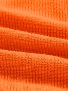 SHEIN ICON Dopamine Dressing Neon Orange Asymmetrical Neck Ring Detail Top - Orange - View 4