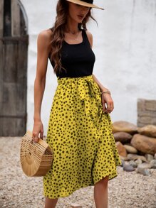 SHEIN LUNE Vestido línea A de color combinado con cinturón - Multicolor - Ver 5