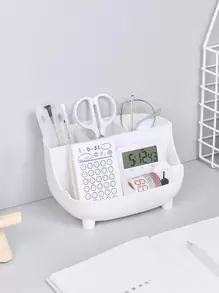 1個多格純色筆筒 開學文具用品 - 白色 - 查看 2