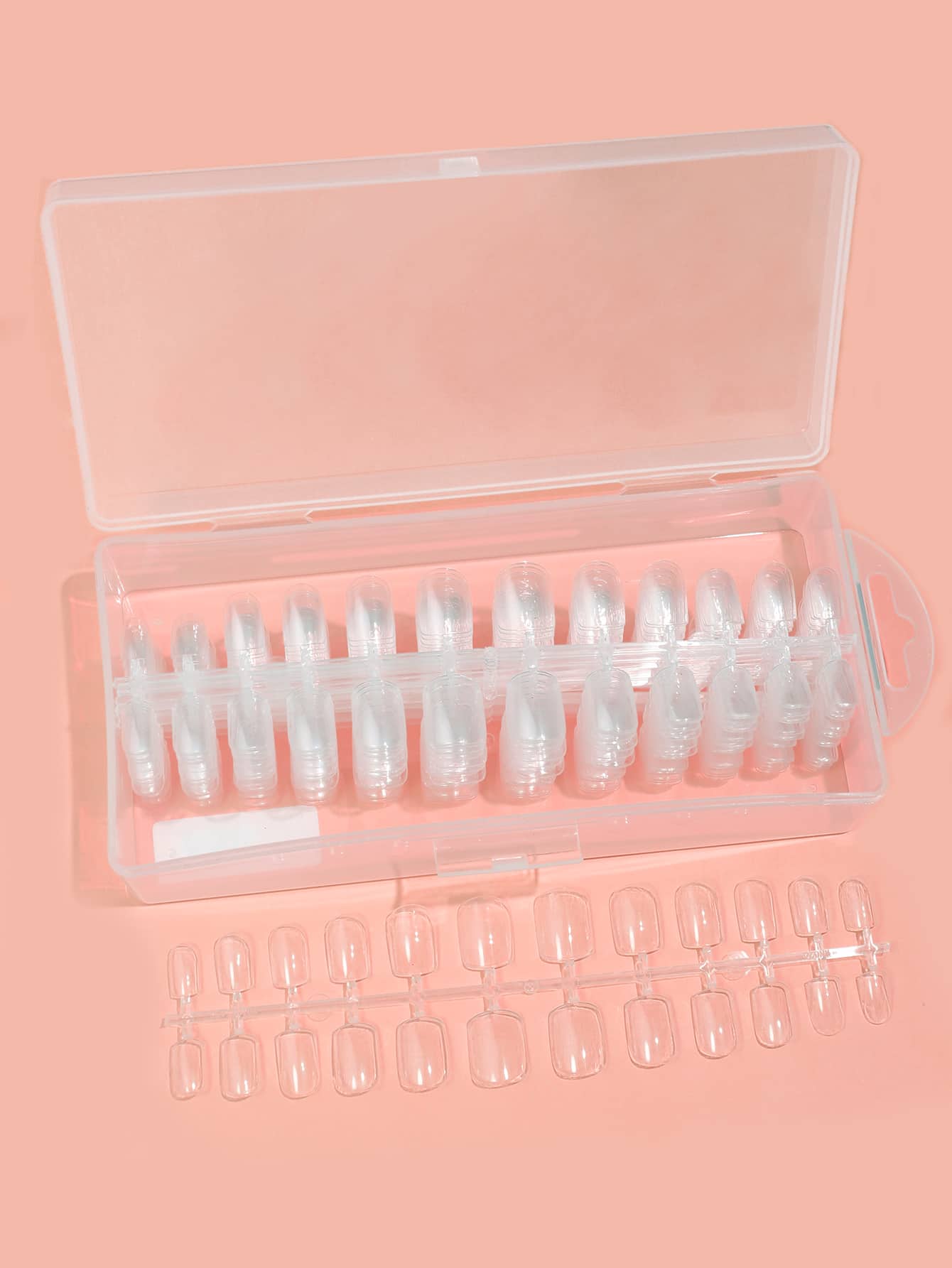 Eleve su estilo con cajas de 480 piezas de resina de uñas cuadradas cortas transparentes uñas postizas de cobertura completa extendida para mujeres y niñas - transparente - Ver 1