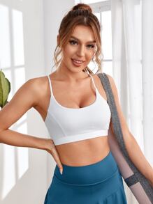 Yoga Basic 後鏤空運動型胸罩 - 白色 - 查看 3