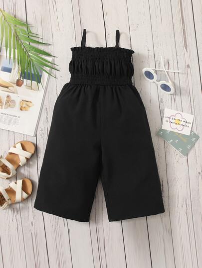 SHEIN بذلة رضيعة بحمالات وحافة المقاس بالتجعيد والزينة بالغطاء