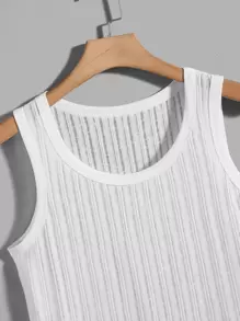 FeverCity Men Solid Sheer Tank Top - White - View 3