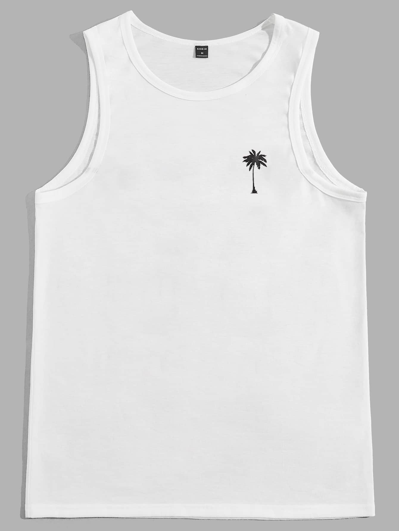 Manfinity VCAY Men Coconut Tree Print Tank Top - White - View 1