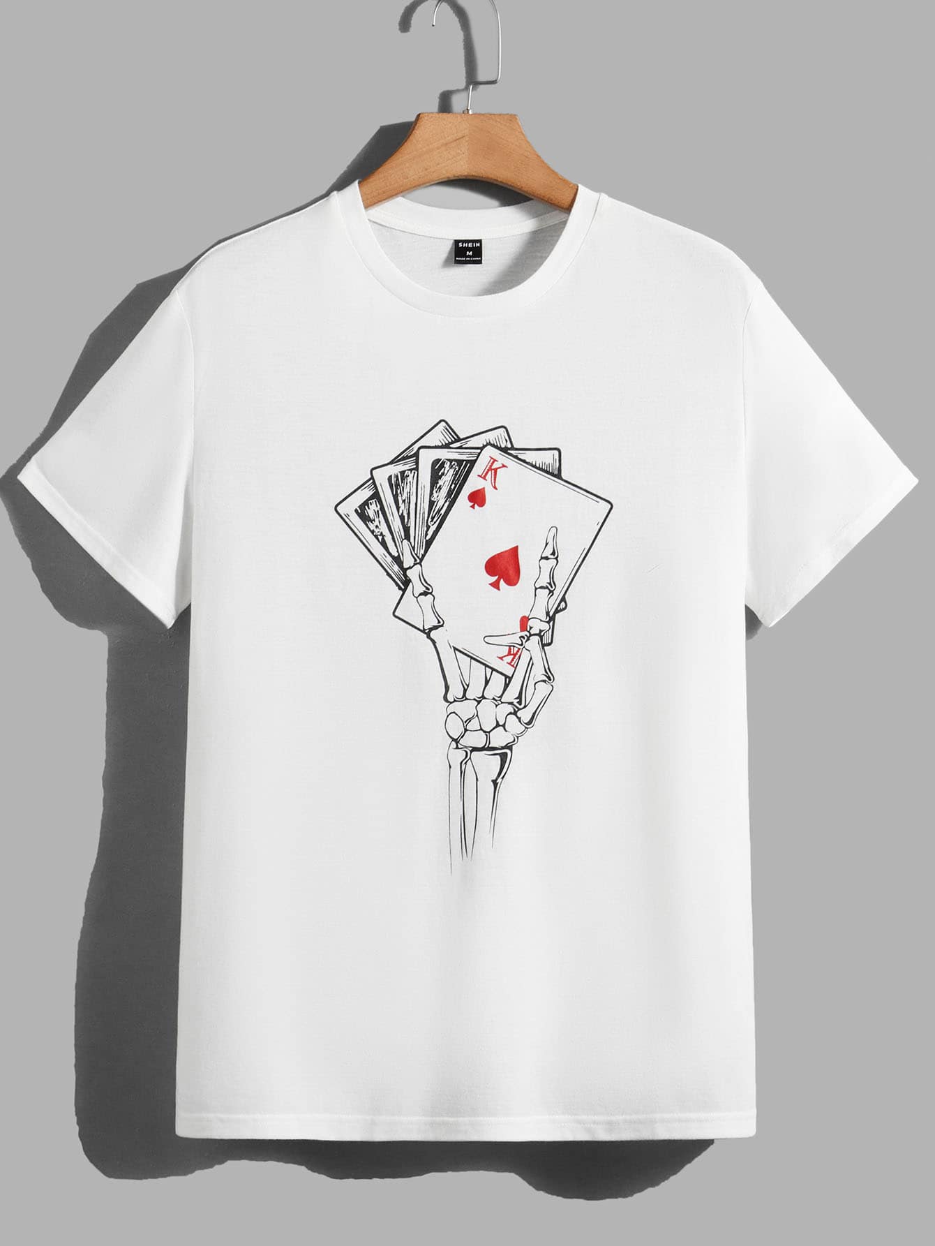 Manfinity VCAY Men Playing Card & Skeleton Hand Print Tee - White - View 1