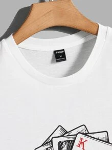 Manfinity VCAY Men Playing Card & Skeleton Hand Print Tee - White - View 3
