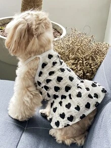 1 Pieza Vestido Para Mascotas Con Detalles De Volantes Con Impresión De Corazón Para El Día De San Valentín - Multicolor - Ver 6