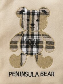 男嬰熊和字母刺繡連身褲 - 杏色 - 查看 4