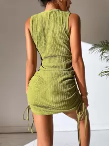 Chiquease Đầm Xù màu trơn Giải trí - Màu xanh Ô liu - Xem 2