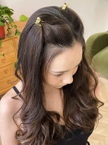 DAZY 2入組愛心設計鴨嘴夾 - 金色 - 查看 5