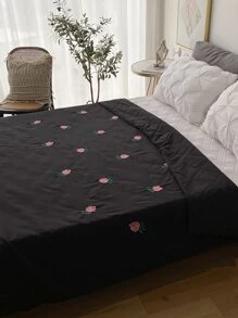 1 cái khăn trải giường thêu hoa - màu đen - Xem 1