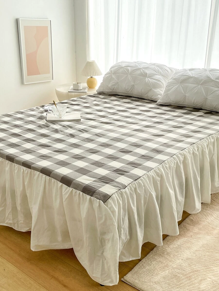 Faldones de cama con patrón de cuadros - Multicolor - Ver 1