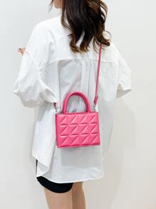 Túi đeo chéo Nữ màu trơn Có thể điều chỉnh được Đôi tay cầm Mốt - Màu Hồng Tươi - Xem 2