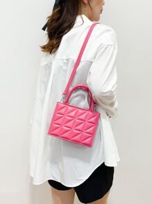 Túi đeo chéo Nữ màu trơn Có thể điều chỉnh được Đôi tay cầm Mốt - Màu Hồng Tươi - Xem 8