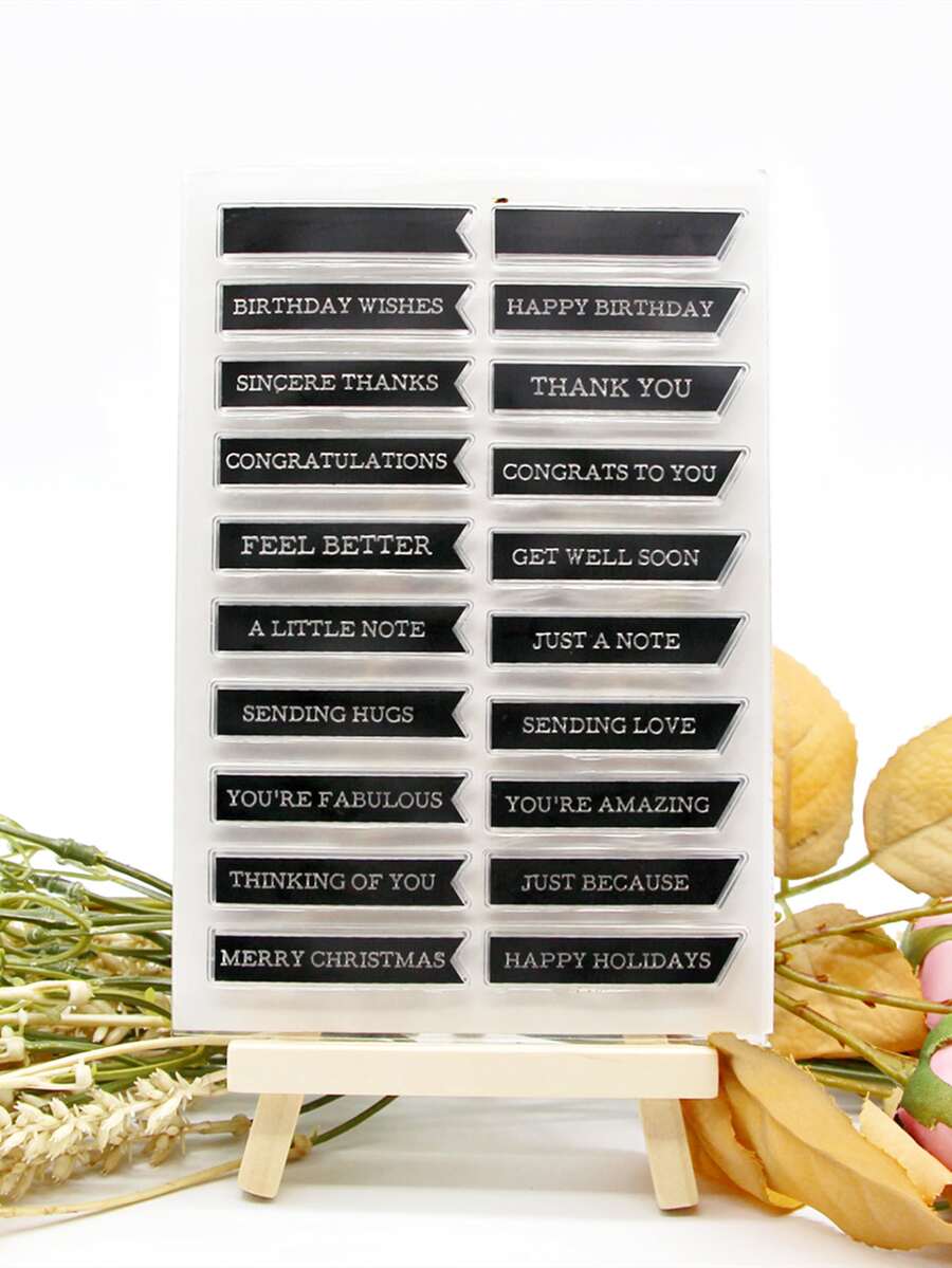 1pc Slogan Graphic Silicone Stamp - Clear - View 1