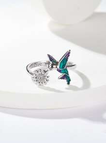 1 chiếc nhẫn trang trí hoa và chim - Nhiều màu - Xem 8