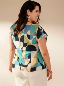 EMERY ROSE Blusa De Manga Murciélago Plus Con Estampado Geométrico - Multicolor - Ver 2