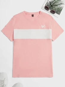 Manfinity VCAY Men T-Shirts Fit Crew Neck Drop Shoulder Short Sleeve Casual Colorful Summer Cotton - Baby Pink - View 1