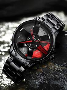 MEIBO Men Wheel Dial Quartz Watch As A Gift For Students Returning To School - Black - View 4