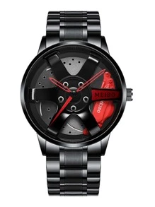 MEIBO Men Wheel Dial Quartz Watch As A Gift For Students Returning To School - Black - View 7