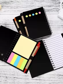 1pc Máy tính xách tay xoắn ốc màu ngẫu nhiên với bút bi - Nhiều màu - Xem 1