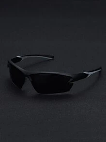 1副男士骑行半框运动眼镜，采用双色注塑硅胶防滑鼻托，黑色镜框搭配蓝色镜片，冰蓝色镀膜，红色反光镀膜，电镀层，适合远足、海滩、通勤等场合（包含运动挂绳、便携式拉链眼镜盒、眼镜清洁布） - 深灰色 - 查看 6