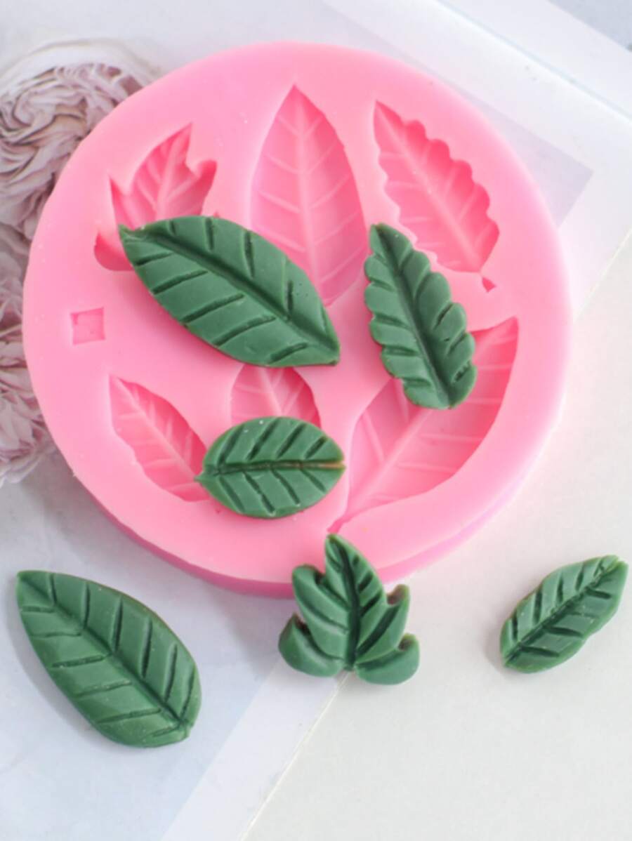 1pc Leaf Design DIY Silicone Mold, Pink Silicone Mold For DIY Crafting - Pink - View 1