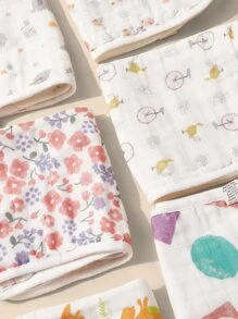 3 件套柔软婴儿围兜和面巾，图案随机 - 彩色 - 查看 5