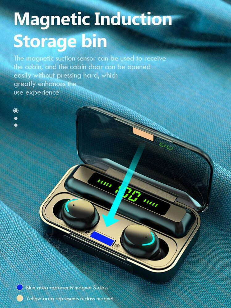 1 pieza Auriculares inalambricos LED control tactil - Negro - Añade 7