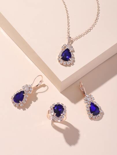 قطعة واحدة بشكل سقوط المياه كريستال قلادة , زوج واحد اقراط و قطعة واحدة خاتم , للنساء مهرجان هدية عيد ميلاد