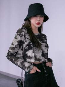 DAZY Tie Dye Sheer Mesh Top Without Bra Going Out Tops Festival