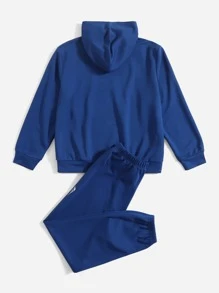 SHEIN Sudadera Y Pantalón De Chándal Gráfico Con Letra Y Gamepad Para Niños Preadolescentes