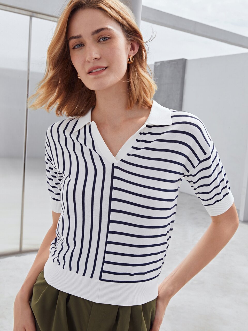 VISCOSE STRIPED KNIT TOP