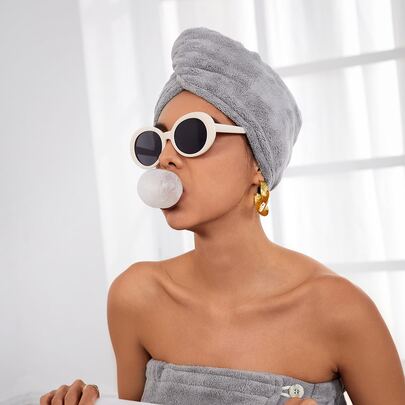 SHEIN Basic living Khăn quấn tóc sợi nhỏ khô nhanh thế hệ thứ 2 Quà tặng ngày lễ Giáng sinh cho quà tặng ngày lễ Trang trí phòng tắm gia đình