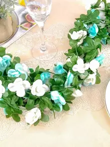 1/3件装人造玫瑰藤蔓花环，婚礼场地装饰，家居卧室客厅浴室墙面悬挂装饰，户外花园学校生日派对用品，情人节圣诞节新年毕业礼物（由于光线和显示条件，可能存在轻微色差） - 彩色 - 查看 4