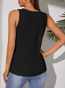 SHEIN Tall 素色無袖襯衫 - 黑色 - 查看 2