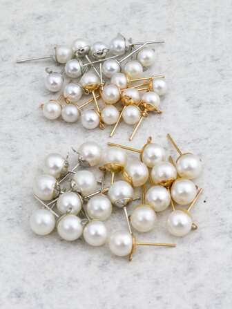 40 Pièces Accessoire De Boucles D'oreilles Diy Avec Perles Artificielles