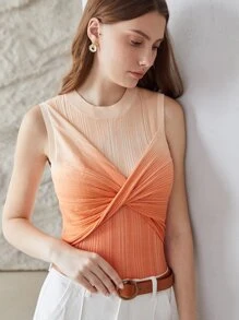 MOTF PREMIUM VISCOSE OMBRE TWIST SWEATER VEST - Orange - View 6