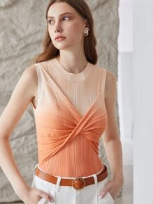 MOTF PREMIUM VISCOSE OMBRE TWIST SWEATER VEST - Orange - View 7