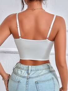 Chiquease Contrast Lace Cami Crop Top - White - View 2