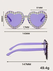 Kính thời trang khung trái tim rhinestone - Màu tím - Xem 6