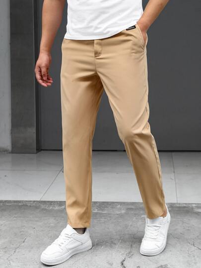 Men Letter Patched Tapered Pants