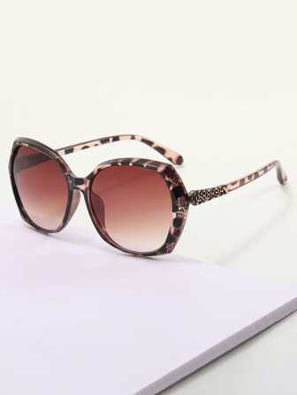 1 pièce de lunettes de soleil ovales pour femmes avec imprimé léopard dégradé, lunettes de soleil vintage avec protection UV, convenant pour la plage, les vacances, les tenues d'été, les activités extérieures et les voyages