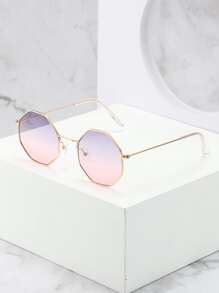 1pair Geometric Metal Fashion Eyeglasses Suitable For Everyday Wear Beach Accessories For Women Glasses Shades Basics Fall Winter Women Outfits Clothes Business Casual Gifts For Summer Beach Vacation,Outdoor,Travel - Ombre - View 2