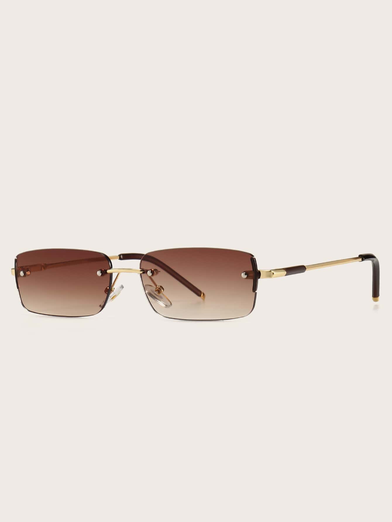 Gafas de sol sin montura cuadrado - Marrón Chocolate - Ver 1