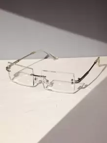 1pc Women Classic Rimless Clear Glasses For Daily Life Driving Shopping Accessories