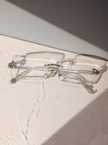 1pc Women Classic Rimless Clear Glasses For Daily Life Driving Shopping Accessories